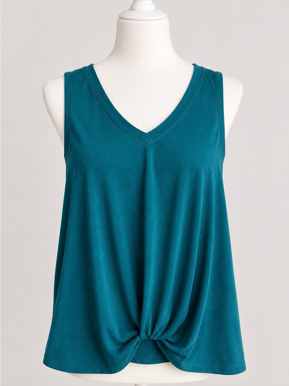 Time & Tru Teal Twist Front V-Neck Sleeveless Tank Top-Sz XL